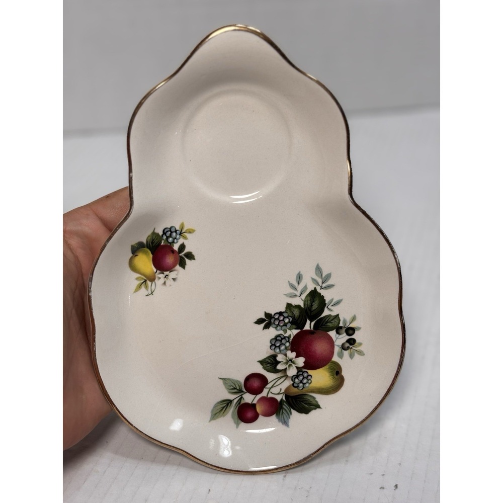 Vintage Old Foley James Kent England Fruit‎ Candy Dish Gold Trim Staffordshire